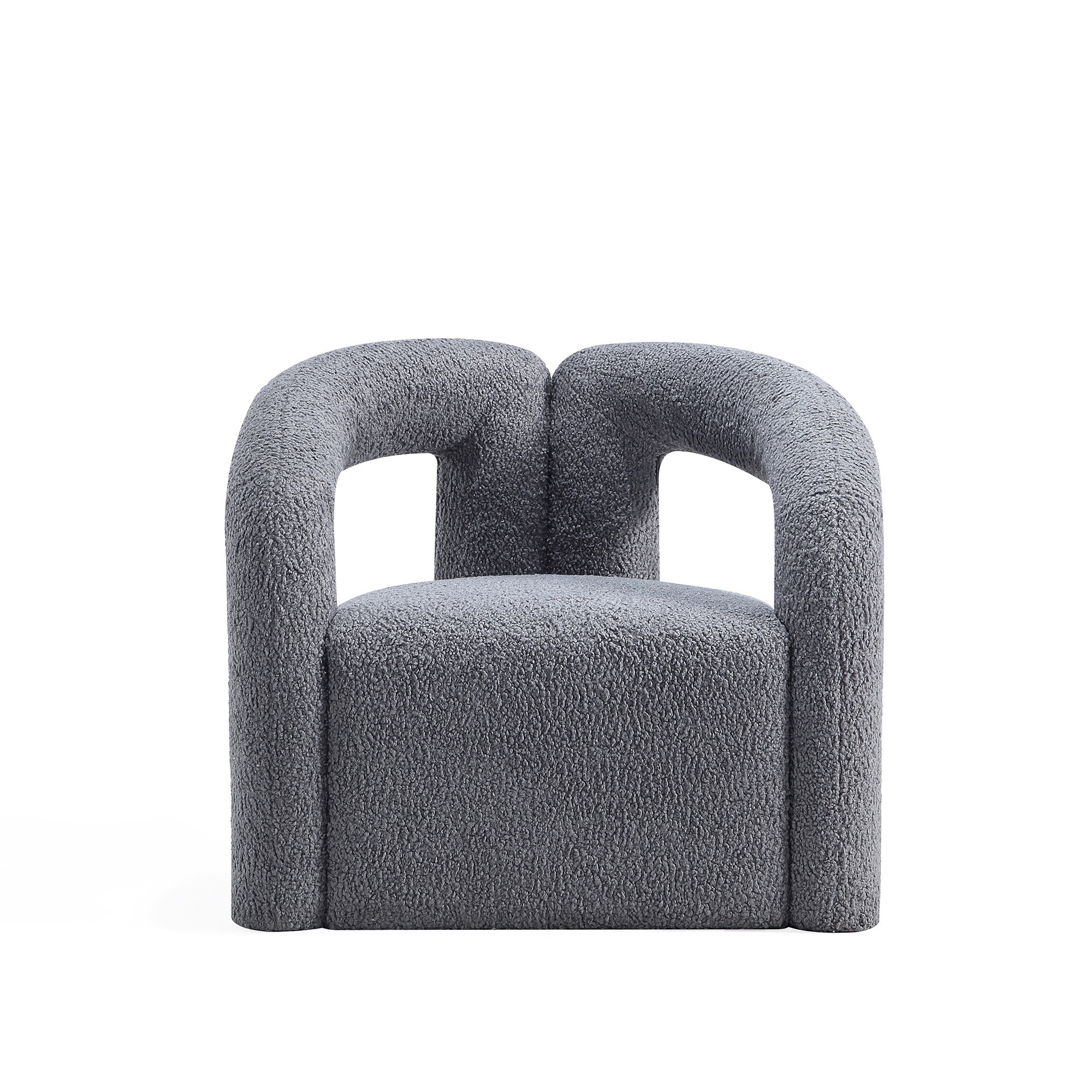 Manhattan Comfort, Modern Darian Boucle Accent Chair in Grey, Primary Color Gray, Included (qty.) 1 Model# AC061